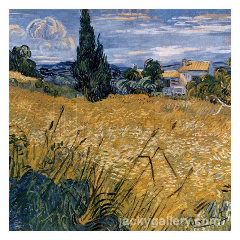Champ De Ble Vert Avec Cypres, Van Gogh painting